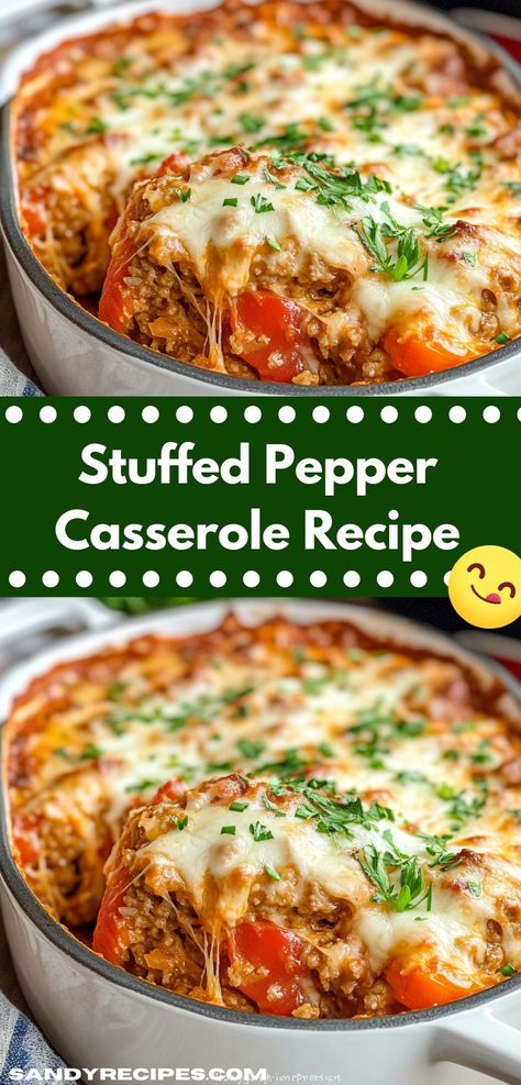 Wondering what to make for dinner? This Stuffed Pepper Casserole Recipe is one of the best dinner ideas! Easy to prepare, this casserole recipe is perfect for dinner recipes for family or a cozy dinner for two. Dinner Ideas With Sweet Peppers, Reverse Stuffed Pepper, Chopped Peppers Recipe, Corn Casserole With Peppers, Easy Casserole Healthy, Stuffed Bell Peppers Casserole Recipes, Fall Dinner Casserole Recipes, Deconstructed Stuffed Pepper Casserole, Stuffed Pepper Casserole Recipe