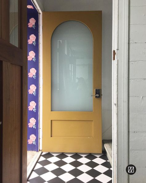 60s Front Door, Sunburst Front Door, 1950s Interior Doors, 1960s Front Door, 1950s Front Door, Retro Front Door, Basement Refresh, 1950s Interior, Storage Fireplace