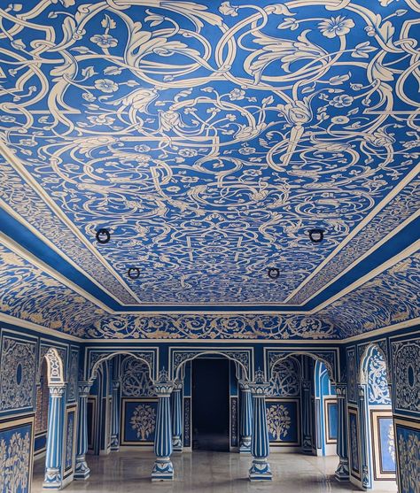 more blue for the soul City Palace, Jaipur India Bar Palladio, Blue Palace, City Palace Jaipur, Campaign Design, India Architecture, Indian Blue, Dome Ceiling, Ceiling Design Modern, Traditional Interior Design