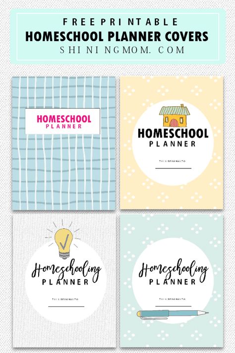 Use these free printable homeschool planner covers! Homeschool Binder Cover, Free Homeschool Planner, Teacher Binder Printables Free, Free Teacher Binder, Homeschool Lesson Planner, Homeschool Binder, Google Classroom Elementary, Student Planner Printable, Binder Printables