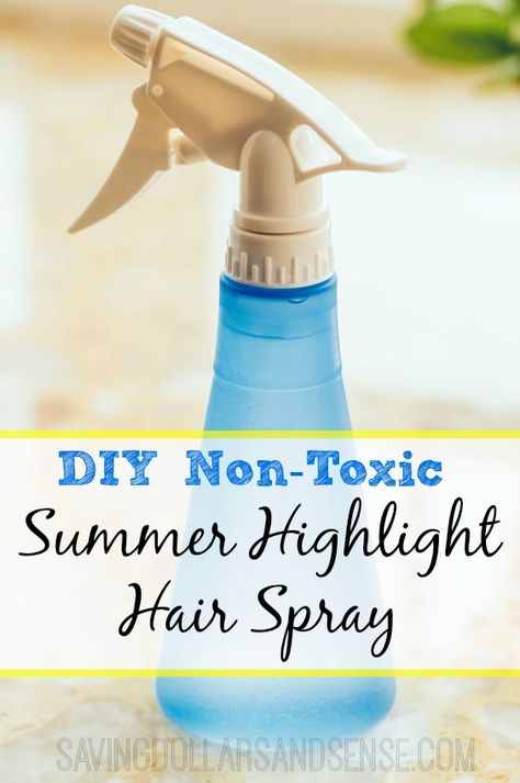 DIY Non-toxic Summer Highlights Hair Spray gives the sun kissed look without the harsh chemicals. Natural Sun Highlights, Diy Sun In Hair Lightener, Diy Hair Lightening Spray, Diy Highlighter, Hair Lightening Spray, Sun Kissed Look, Natural Hair Spray, Lighten Hair, Diy Highlights