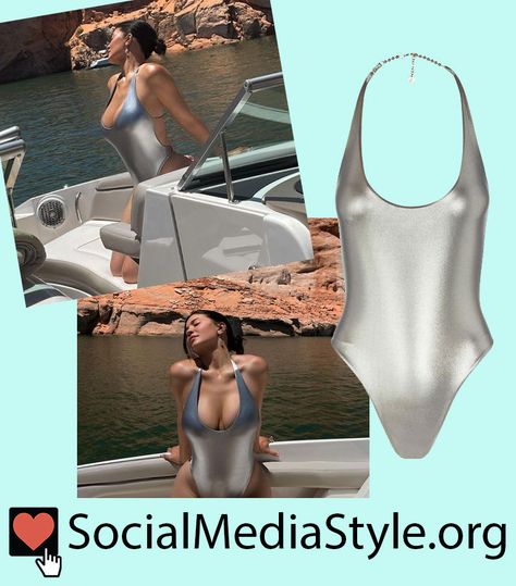 Silver Metallic Swimsuit, Silver Swimsuit, Swimsuit Onepiece, Holiday Fits, Metallic Swimsuit, The Attico, Get The Look, Kylie Jenner, One Piece Swimsuit