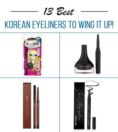 13 Best Korean Eyeliners To Wing It Up Eyeliner For Chinese Eyes, How To Apply Korean Eyeliner, Glitter Liner Eye Makeup Korean, Graphic Eyeliner Asian Eyes, Korean Eyeliner Products, Korean Eyeliner, Waterproof Pen, Winged Eye, Eyeliner Products