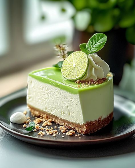 "🍴 Refreshing Lime Mousse Cheesecake 🍈 🍽️ Ingredients 🍽️ **For the Crust:** - 1 1/2 cups graham cracker crumbs - 1/4 cup granulated sugar - 6 tbsp melted butter **For the Cheesecake:** - 16 oz cream cheese, softened - 3/4 cup granulated sugar - 1 tsp vanilla extract - Zest of 2 limes - Juice of 3 limes (about 1/3 cup) - 1 cup heavy whipping cream **For the Lime Mousse Topping:** - 1 cup heavy whipping cream - 1/4 cup powdered sugar - Zest of 1 lime - 1 tbsp lime juice 🧑‍🍳 Directions 🧑‍🍳 1... Lime Mousse, Mousse Cheesecake, Cheesecake Ingredients, Cheesecake Mousse, Whipping Cream, Delicious Snacks Recipes, Graham Cracker Crumbs, Heavy Whipping Cream, Graham Cracker