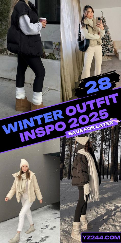 Explore the best winter outfit inspo for 2025 with a mix of casual 2025 trends, baddie styles, and school-ready looks. Highlighting autumn vibes, elegant jackets, and cozy Uggs, these ideas keep you warm in 2025 cold weather. Find cute fall outfits, fancy black styles, and comfy Shein options for every occasion. Perfect for high school and beyond, these versatile outfits reflect the 2025 aesthetic, blending European-inspired fashion with practical and stylish details. Winter Outfits Cute Cold Weather, 2025 Cold Weather Outfits, Gen Z Outfits Winter, Winter Coat Trends 2025, High Uggs Outfit, Comfy Cold Weather Outfits, 2025 Winter Outfits, Fall Outfits Fancy, Very Cold Weather Outfits