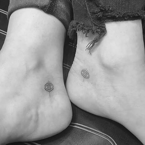 Matching Bff Tattoos, Evil Eye Tattoo, Matching Best Friend Tattoos, Ankle Tattoo Designs, Shape Tattoo, Tattoo Zeichnungen, Muster Tattoos, Bff Tattoos, Best Friend Tattoos