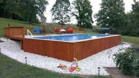 20 Luxurious Above Ground Pool Designs Diy Above Ground Pool Landscaping, Cheap Above Ground Pool, Rectangle Above Ground Pool, Ideas De Piscina, Diy Above Ground Pool, Pool Deck Plans, Rectangle Pool, Best Above Ground Pool, Swimming Pool Decks