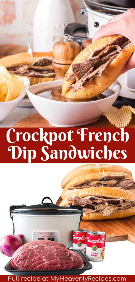 Crockpot French Dip Sandwiches Recipe- what to make with a rump roast. Rump roast recipe. Slow cooker rump roast dinner idea. Easy simple healthy family meal to make. Hoagies french dip sandwiches sliders. Au ju dip sauce. Lunch or dinner winter comfort food. crockpot meal for a crowd. Rump Roast Crock Pot Recipes, Roast Beef Dip, Crockpot French Dip Sandwiches, Crock Pot French Dip Sandwiches, Crockpot Rump Roast, Crockpot French Dip, French Dip Recipe, Crock Pot French Dip, French Dip Sandwich Crockpot