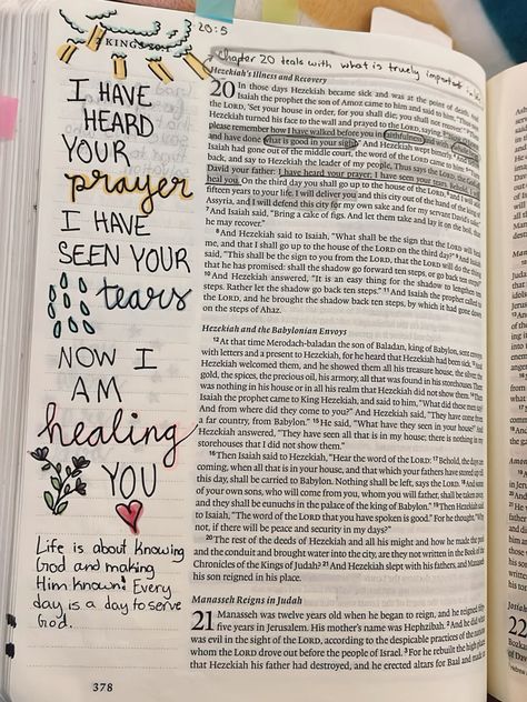 2 Kings Bible Journaling, 2 Kings 20:5, Bible Help, Bible Drawings, Journal Bible Quotes, Bible Drawing, Studying The Bible, Bible Study Journaling, 2 Kings