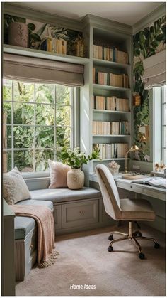 Home Library Rooms, Cozy Home Office, Small Home Offices, Office Guest Room, Home Library Design, Casa Vintage, Small Home Office, Home Office Setup, Home Office Space