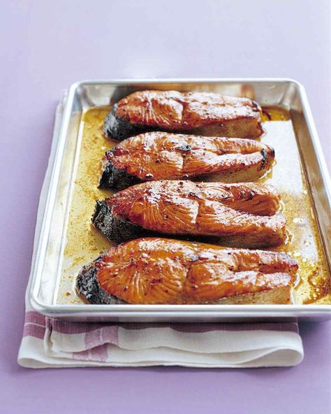 Salmon Steaks With Hoisin Glaze Salmon Steaks, Most Pinned Recipes, Salmon Steak, Just Cooking, Fish Dishes, Steak Recipes, Seafood Dishes, Salmon Recipes, Fish And Seafood