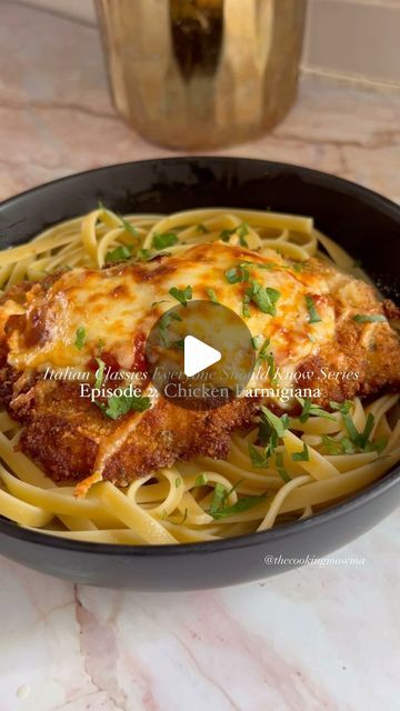 Caterina Cosentino | Easy, Quick & Family Recipes on Instagram: "Chicken parmigiana — another Italian classic everyone should know! The perfect, crispy chicken cutlets topped with melted cheese and delicious marinara sauce… and it takes about 45 minutes from start to finish….can’t go wrong! 

2 chicken breasts, cut in half vertically and pounded to 1/4” thickness (makes 4-5 pieces)
-for breadcrumb mixture-
1 cup Italian style breadcrumbs
1 cup panko
1/4 cup parmesan cheese, grated 
-for egg mixture- 
3 eggs
1tsp salt
1tsp pepper
1/4 cup parmesan cheese, grated
-for flour mixture-
1 cup flour
1tsp salt and pepper
-everything else-
1/2 cup - 3/4 cup neutral oil (olive, avocado, vegetable, canola)
1.5 cups marinara sauce (jarred or homemade)
1 cup mozzarella cheese, grated
Parsley for garnish Chicken And Parmesan Cheese, Chicken Parmesan Recipe Video, Chicken Marcella, Apple Crisp Bars Recipe, Crispy Chicken Cutlets, Chicken Parmigiana Recipe, Pan Pasta, Chicken Marinara, One Pan Pasta