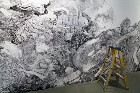 A Sprawling Wall Sized Mural Drawn With Only a Black Sharpie by Sean Sullivan Sean Sullivan, Sharpie Drawings, Free Drawing, Forest Mural, Colossal Art, Sharpie Art, Wall Drawing, Bd Comics, Black Sharpie