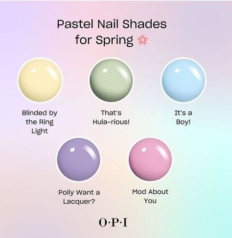 Spring Nail Colors Opi, Spring Nails Opi, Nail Polish Combinations, Nail Color Combinations, Nail Polish Art Designs, Opi Colors, Opi Nail Colors, Spring Nail Colors, Nail Polish Art