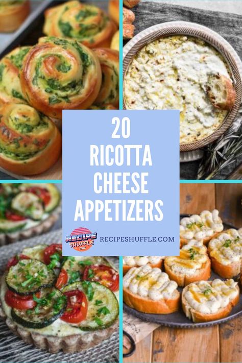 If you're a fan of ricotta, you will love this collection of ricotta cheese appetizers that are perfect for serving at your next get-together. Italian Cheese Dip Appetizer Recipes, Flavored Ricotta Cheese, Side Dishes With Ricotta Cheese, Appetizer Recipes Ricotta, Ricotta Recipes Appetizers, Snacks With Ricotta Cheese, Ricotta Cheese Dip Appetizers, Ricotta Side Dish, Ricotta Cheese Snacks