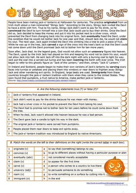 Halloween Reading Comprehension, Halloween Quiz, Halloween Teaching, Halloween Vocabulary, Halloween Lesson, Halloween History, High School Lesson Plans, Halloween Reading, History Worksheets