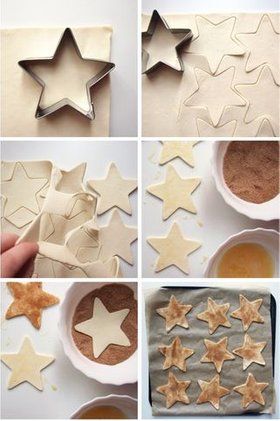 Cinnamon Sugar Pastry Star Party Snacks.: 3 Steps (with Pictures) Cinnamon Pastry, Space Snacks, Star Snacks, Party Snacks Easy, Pastry Appetizer, Italian Party, Pillsbury Recipes, Food Shapes, Pastry Pie