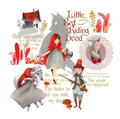 Little Red Riding Hood on Behance Little Red Riding Hood Character Design, Little Red Riding Hood Aesthetic, Little Red Riding Hood Illustration, Little Red Riding Hood Art, Red Riding Hood Illustration, Red Riding Hood Story, Red Riding Hood Wolf, Red Riding Hood Art, Dog Design Art