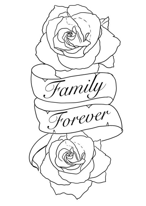 Family Sleeve Tattoo Ideas For Women, Stencil Outline Tattoo, Tattoo Stencil Designs, Memorial Tattoo Ideas, Rose Tattoo Stencil, Half Sleeve Tattoo Stencils, Simple Rose Tattoo, Coloring Stuff, Tattoo Coloring Book