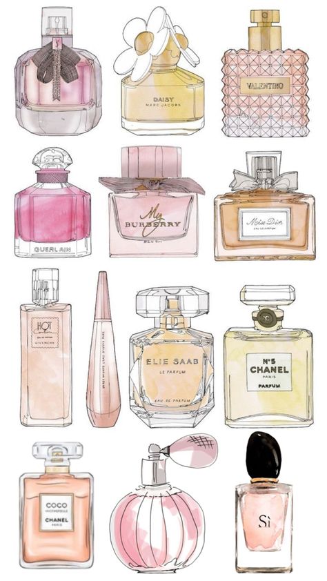 Cool Perfume, Perfume Art, Bottle Drawing, Fashion Wall Art, Room Posters, Perfume Collection, Barcelona Spain, In Spanish, الرسومات اللطيفة