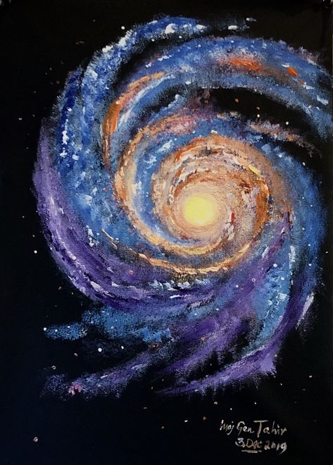 Galaxy Drawing Aesthetic, Galaxy Abstract Painting, Abstract Space Painting, Watercolour Galaxy Painting, Oil Pastel Space Art, Spiral Galaxy Drawing, How To Draw A Galaxy, Paint Galaxy Acrylic, Galaxy Oil Pastel