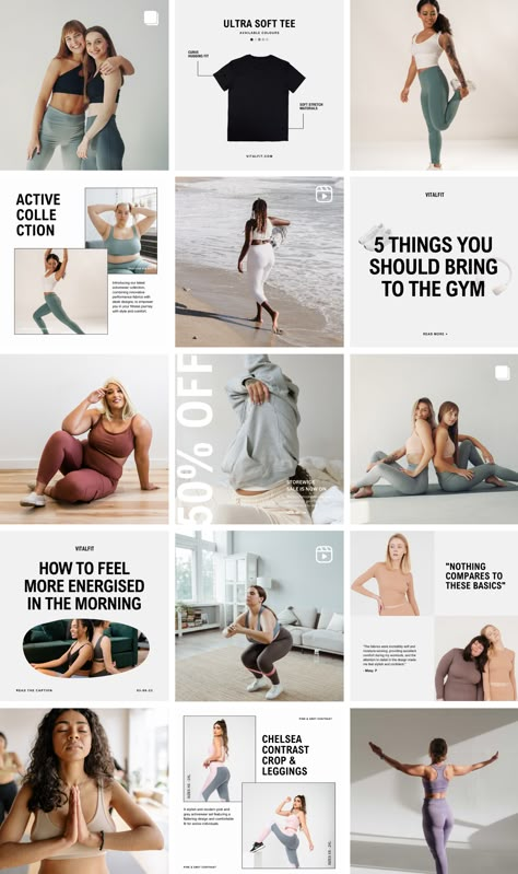 Revamp your activewear brand on Instagram with minimalist and bold templates to stand out from the crowd and engage your #Clothing_Boutique_Social_Media_Posts #Social_Media_Posts_For_Clothing_Brand #Activewear_Instagram_Posts #Social_Media_Post_Ideas_For_Clothing_Brand Social Media Posts For Clothing Brand, Active Wear Instagram Feed, Social Media Giveaway Ideas, Yoga Social Media Design, Minimalist Post Design, Clothes Social Media Design, Clothing Brand Social Media Posts, Spa Business Decor, Clothing Brand Instagram Feed Ideas