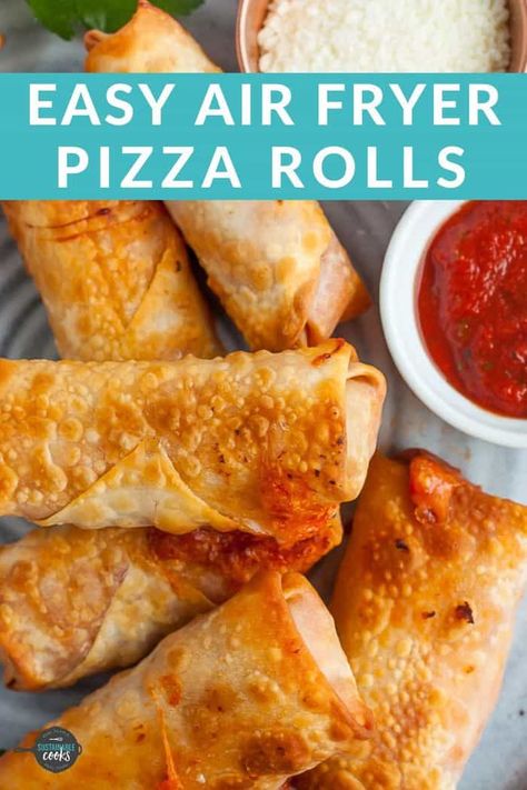 Air Fryer Pizza Rolls, Frying Recipes, Air Fryer Pizza, Homemade Pizza Rolls, Pizza Roll, Cooks Air Fryer, Air Fryer Recipe, Air Fried Food, Air Fryer Oven Recipes