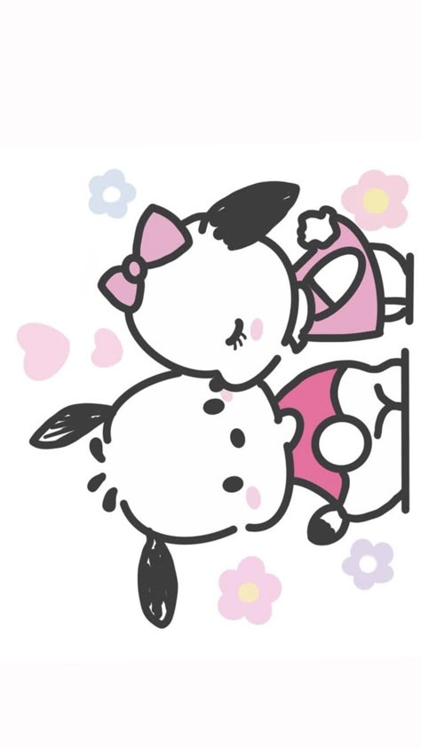 Hello Kitty And Snoopy, Pocchaco Icons Sanrio, Pochacco And His Girlfriend, Hello Kitty Y Su Novio, Ipad Wallper, Sanrio Love, Pochacco Icons, Pochacco Wallpaper, Hello Kitty Pochacco