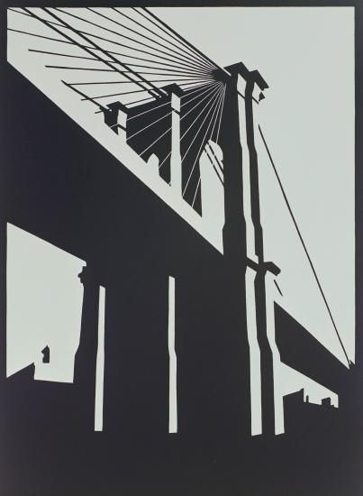 Brooklyn Black by Paul Cathedrall Paul Catherall, Academic Drawing, Landmarks Art, Architecture Landmark, Linocut Art, Architectural Prints, Art Prints Online, A Level Art, A Bridge