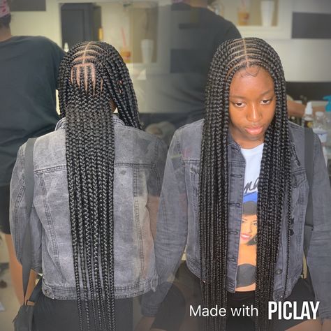 Layla on Instagram: “Jumbo two layer braids by Layla 🔥😍#lauderdalebraider #africanbraider #senegalesetwists #smalllemonadebraids #miami #pompanobraider#orlando…” Two Layer Braids Black Hairstyles, Layered Braids, Boho Braided Hairstyles, Long Braided Hairstyles, Bob Braids Hairstyles, Short Hair Black, Braided Hairstyles For Black Women Cornrows, Feed In Braids Hairstyles, African Hair Braiding Styles