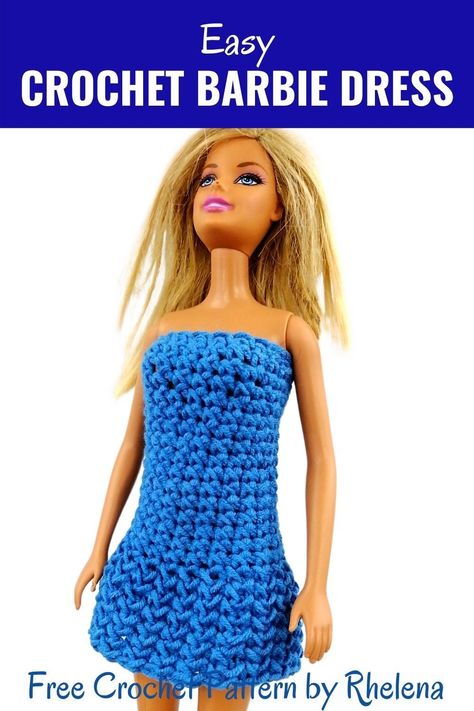 Free Barbie dress crochet pattern and other crochet patterns for the Barbie doll. The dress works up easy and is perfect for Barbie's summer wardrobe. #crochet #barbie #barbie dress #freecrochetpattern #crochetbarbiedress #barbieclothes Easy Crochet Barbie Dress, Free Crochet Patterns For Barbie Clothes, Free Crochet Barbie Clothes Patterns, Free Barbie Crochet Patterns, Barbie Dress Crochet, Barbie Crochet Patterns, Barbie Crochet Gown, Barbie Doll Dress, Crochet Barbie Patterns