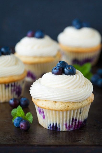 Blueberry Cupcakes with Cream Cheese Frosting Cupcake Cream, Nutella Cupcakes, Blueberry Cupcakes, Pepperocini Recipes, Cupcakes With Cream Cheese Frosting, Blueberry Recipes, With Cream Cheese Frosting, Cooking Classy, Yummy Cupcakes