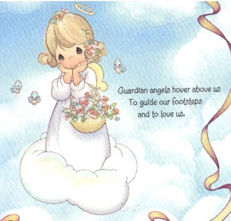 Precious Moments Precious Moments Quotes, Precious Moments Coloring Pages, I Believe In Angels, Moments Quotes, Disney Font, Crochet Humor, Your Guardian Angel, Precious Moments Figurines, Angels Among Us