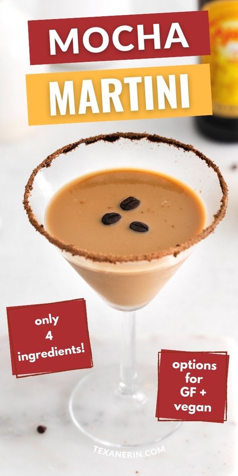 Mocha Martini - Texanerin Baking Mexican Mocha Recipe, Mocha Martini, Martini Flavors, Sweet Martini, Mexican Mocha, Mocha Drink, Martinis Drinks, Mocha Recipe, Chocolate And Coffee