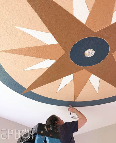 Vegas House, Compass Rose Design, Compass Directions, Snug Room, Cake Wrecks, Ceiling Wallpaper, Ceiling Murals, School Room, Compass Rose