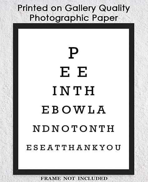 AmazonSmile: Bathroom Wall Decor: Pee In The Bowl Eye Chart - Unique, Unframed 11x14 Funny Bathroom Signs and Farmhouse Bathroom Decor Wall Art, Makes a Creative Housewarming Gift : Handmade Products Employee Bathroom Decor, Bar Bathroom Ideas Decor, Restaurant Bathroom Interior Design, Bathroom Funny Signs, Diy Bathroom Wall Art, Funny Bathroom Pictures, Bar Bathroom Ideas, Quirky Bathroom Ideas, Bathroom Signage Funny