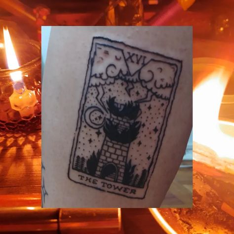 Tarot tattoo Tower Tattoo, Tarot Tattoo, The Tower, Tatting, Novelty Lamp, Tower, Table Lamp, Portfolio, Tattoos