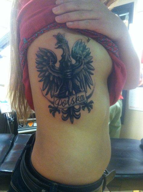 Polish eagle tattoo my first tattoo!!! Eagle Tattoo Girl, Polish Eagle Tattoo, Shoulder Tattoo Quotes, Robot Tattoo, Small Rib Tattoos, Polish Tattoos, Mountain Tattoo Simple, Tattoo Band, Polish Eagle