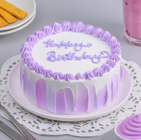 Light Purple Birthday Cake, Purple Cake Birthday, Light Purple Birthday, Vanilla Cream Cake, Purple Birthday Cake, Cakes Purple, Purple Cakes Birthday, Purple Cake, Vanilla Filling