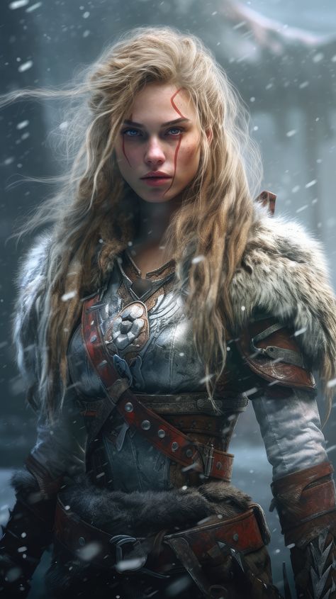 Beautiful Viking Woman Warrior Viking Warriors Art, Blonde Valkyrie Art, Blond Warrior Woman, Dnd Valkyrie, Blond Woman Art, Viking Warrior Woman Art, Blonde Viking Woman, Woman In Armour, Viking Female Art