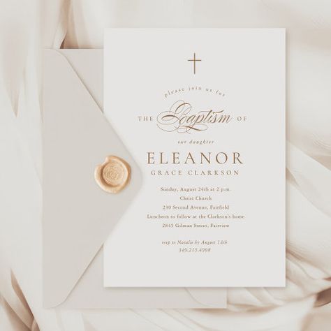 Budget Elegant Gold Cross Calligraphy Baptism for $2.45 - Baptism & Christening Invitations Invitation Elegant, Baptism Cards, Script Calligraphy, Baby Dedication, Baptism Invitation, Baby Baptism, Beautiful Calligraphy, Boy Baptism, Calligraphy Script