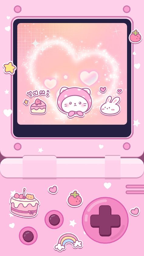 Samsung Flip Wallpaper, Gameboy Wallpaper, Pink Games, Walpaper Hello Kitty, Whatsapp Wallpaper Cute, My Melody Wallpaper, Phone Wallpaper Pink, Iphone Wallpaper Kawaii, Phone Icons