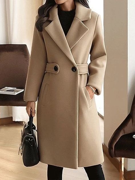 Manteau Femme Extérieur Plein Air du quotidien Sortie Style moderne Décontractées Tendance Style de rue Avec poches Longue Manteau Noir Rouge Chameau Automne Hiver Double Boutonnage Revers Ample M L de 2024 ? $19.79 Stylish Winter Coats, Mode Mantel, Wool Winter Coat, Cashmere Outfits, Winter Fashion Coats, Long Winter Coats, Long Coat Women, Winter Chic, Outer Wear