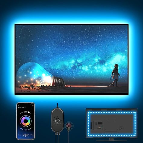 Amazon.com: Nexillumi LED Lights for TV, 13.2ft TV LED Backlight for 32-65 Inch, RGB LED Strip Lights Behind TV, APP Remote Control Music Sync TV Led Lights for Bedroom : Tools & Home Improvement Lights Behind Tv, Tv Led Lights, Tv Led Backlight, Led Lights For Bedroom, Tv Backlight, Improvement Books, Rgb Led Strip Lights, Led Strip Lights, Tv App