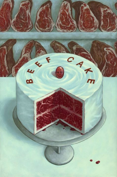 Beef Cake, Meat Art, Meat Cake, Superflat, Arte Peculiar, Wayne Thiebaud, Raw Meat, The Magnus Archives, Painted Cakes