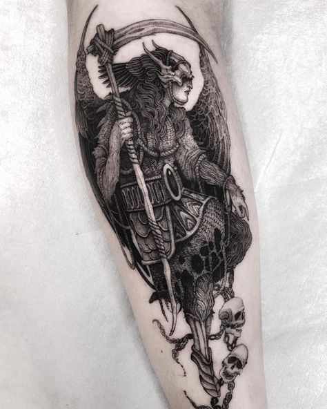 Azazel Tattoo, Azrael Tattoo, Dark Angel Tattoo, Austin Tattoo, Sick Tattoos, Monster Tattoo, Grim Reaper Tattoo, Sick Tattoo, God Tattoos