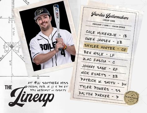 Lineup Design, Baseball Typography Design, Score Graphics Sports, Baseball Mural, Baseball Lineup Graphic, Baseball Lineup, Baseball Final Score Graphic, Sports Marketing Design, Sport Stats Graphic Design