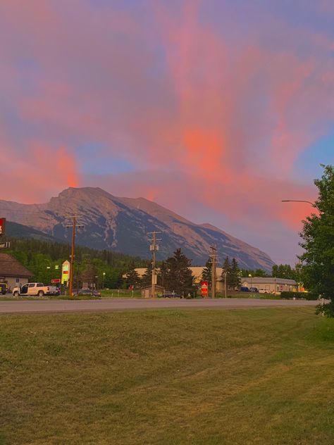 Canmore Alberta Aesthetic, Canmore Aesthetic, Alberta Aesthetic, Alberta Mountains, Alberta Summer, Banff Trip, Canmore Alberta, In The Beginning God, Pretty Sunset