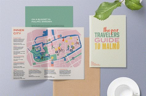 The Poor Travelers Guide to Malmö :: Behance City Guide Design, Map Brochures, Travel Guide Design, Campus Map, Map Projects, Travel Guide Book, Booklet Design, Travel Brand, Publication Design