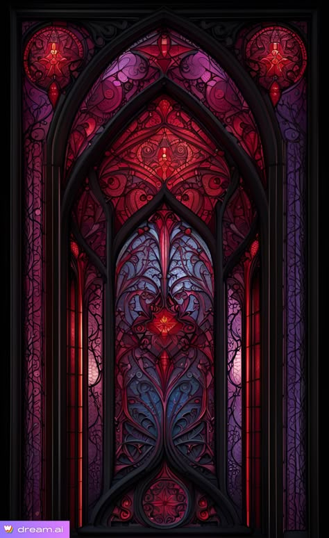 Dream by WOMBO Stained Glass Windows Wallpaper, Priest Design, Gothic Stained Glass Windows, Stained Glass Painting, Stain Glass Window Art, Dance Background, Red And Black Wallpaper, Red Gothic, Windows Wallpaper